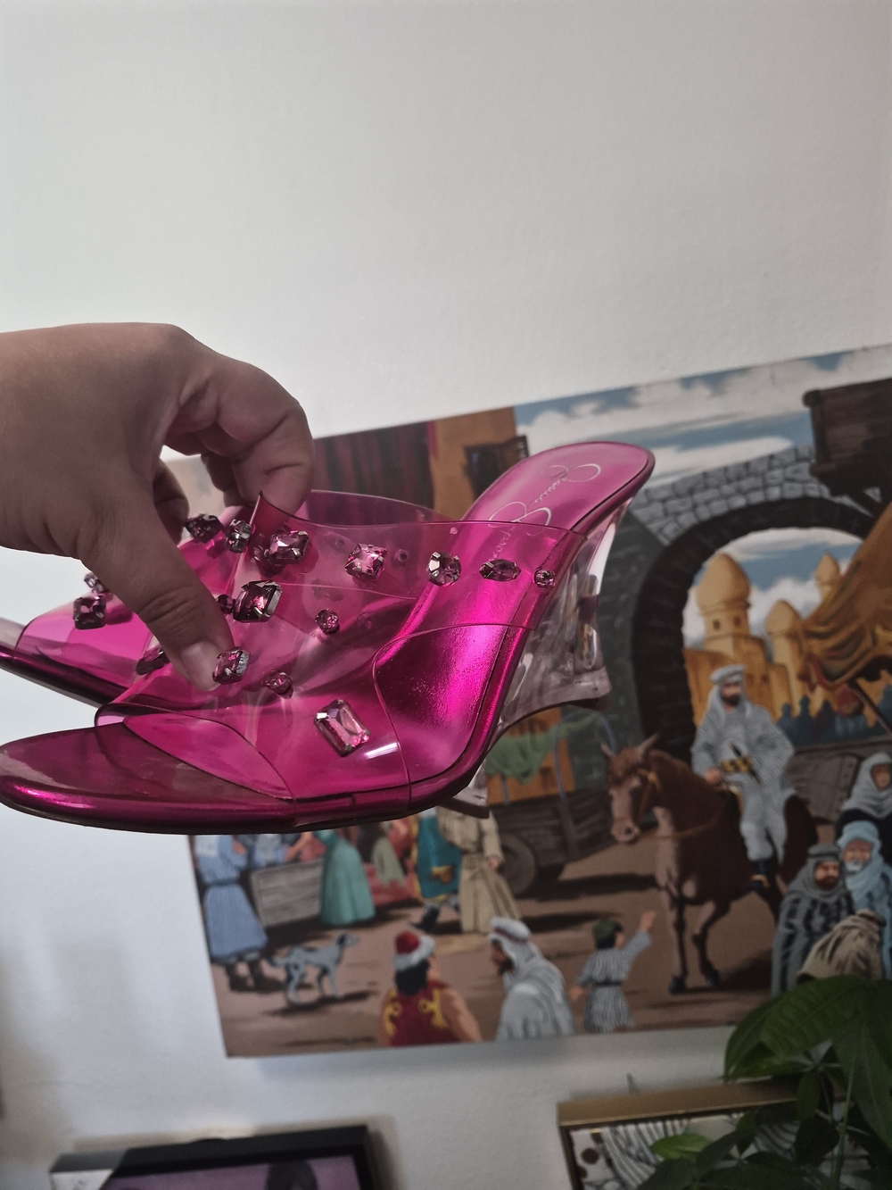 Jessica simpson Hot Pink Jewel Embellished Block Heels Sz 12
